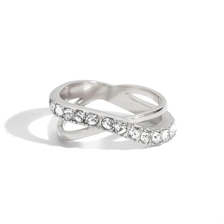CZ Cross Over Ring