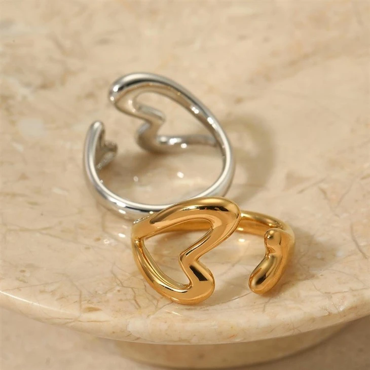 Double Heart Open Ring price