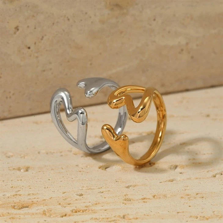 Double Heart Open Ring high quality