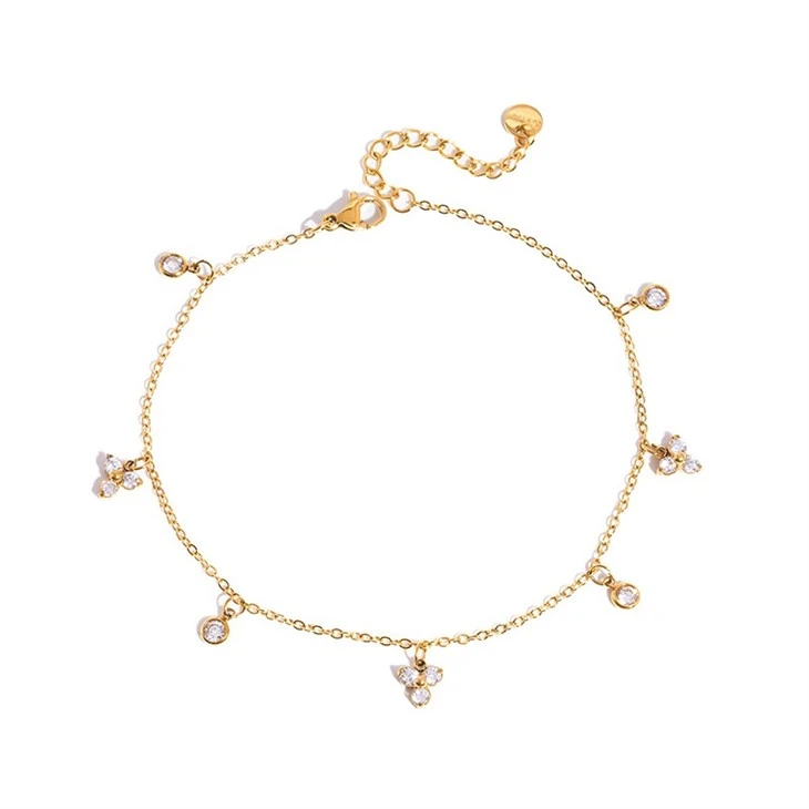 Flower Drop CZ Anklet high quality