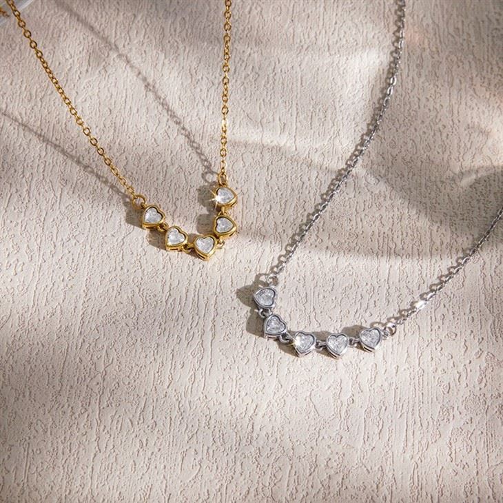 Multi Shape Rainbow CZ Station Necklace high quality