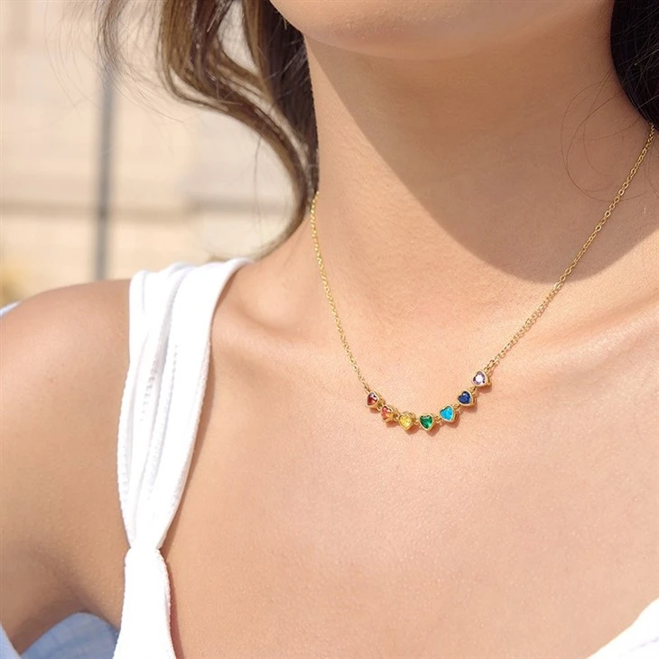 Multi Shape Rainbow CZ Station Necklace best
