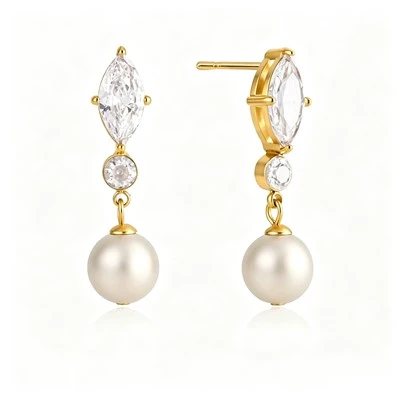 Marquise CZ Pearl Drop kõrvarõngas