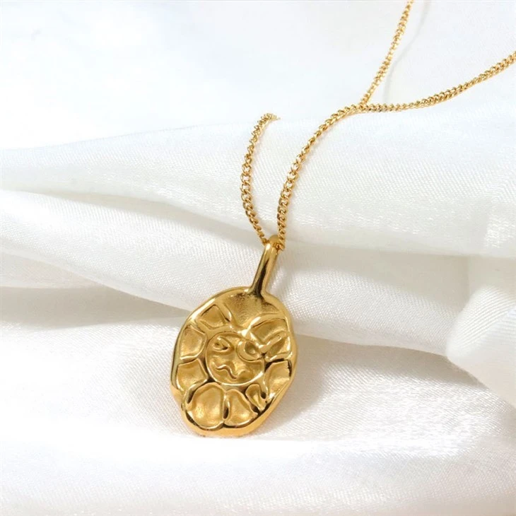 Stainless Steel Sunflower Sweater Chain Necklace
