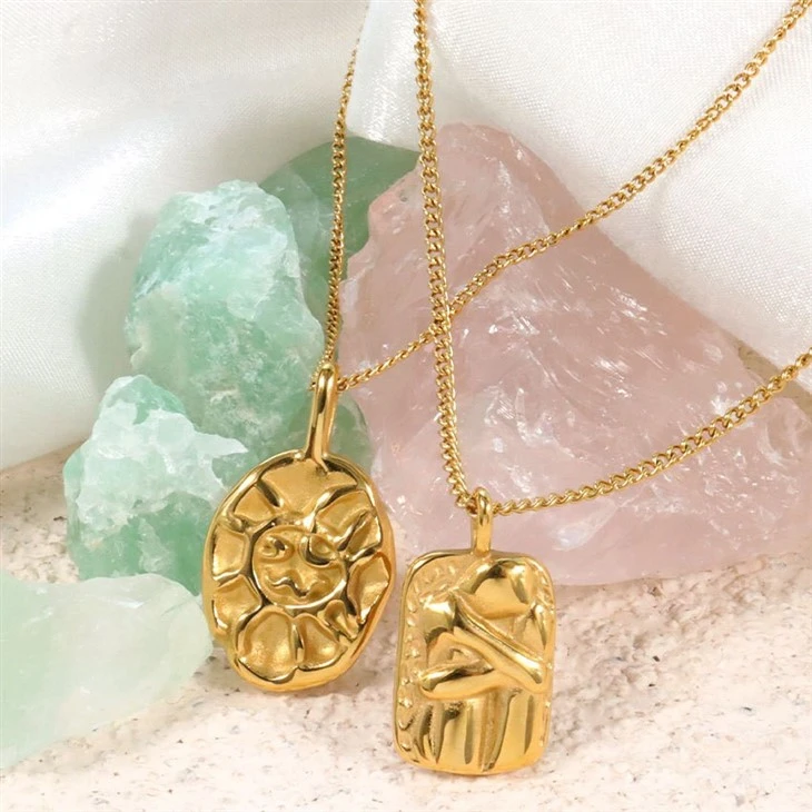 Stainless Steel Sunflower Sweater Chain Necklace