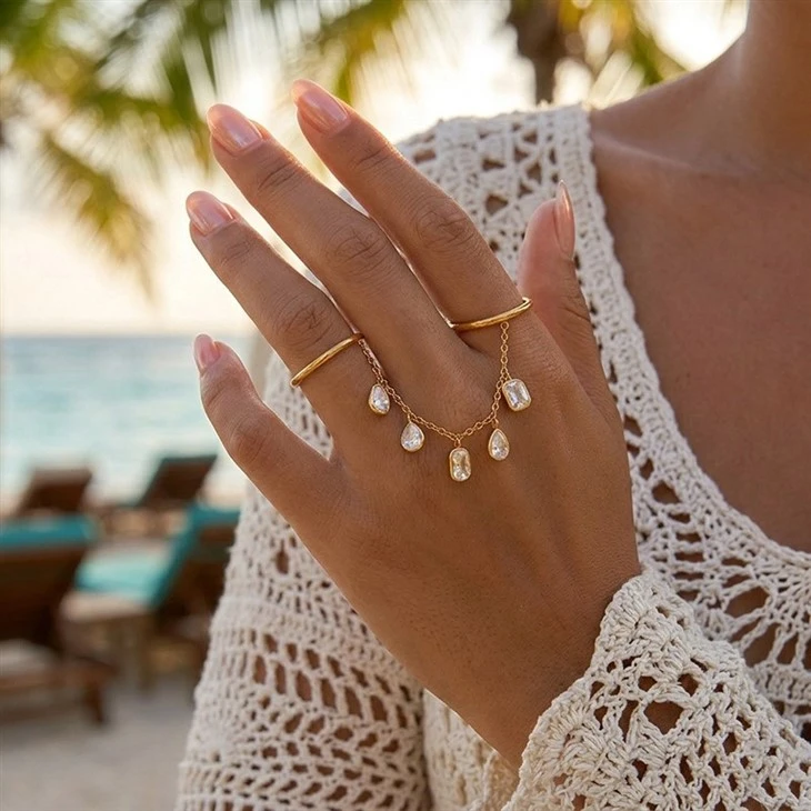Tassel Linked Finger Rings high quality